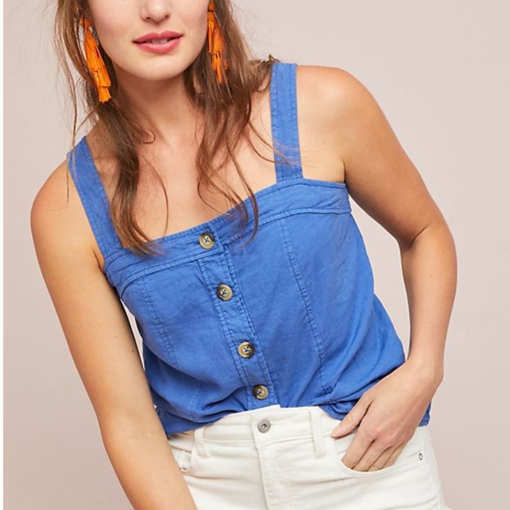 Maeve blue button down top